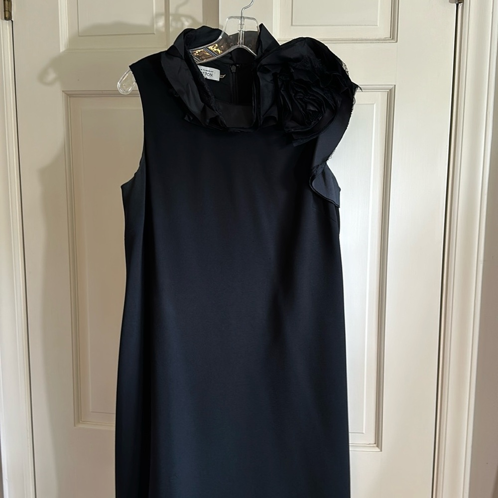 Teri Jon cocktail shift with ruffle detail.